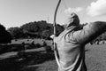 Archery practice at an outdoor range Royalty Free Stock Photo