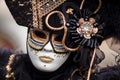 Unidentified person with Venetian Carnival mask in Venice, Italy on February Royalty Free Stock Photo