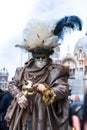 Unidentified person with Venetian Carnival mask in Venice, Italy on February Royalty Free Stock Photo