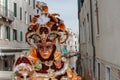 Unidentified person with Venetian Carnival mask in Venice, Italy on February Royalty Free Stock Photo