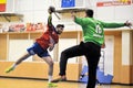 Unidentified players in action at Roumanian Handball National Championship Royalty Free Stock Photo