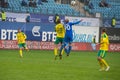 Unidentified players in action during the soccer game