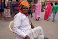 Unidentified Rajasthani man wearing traditional turban in the sacred town of Pushkar, India Royalty Free Stock Photo