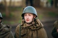 Unidentified re-enactor dressed as Soviet soldier