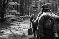 Unidentified re-enactors dressed as World War II