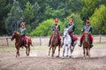 Unidentified reenactors dressed n the historic military uniforms