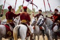 Unidentified reenactors dressed n the historic military uniforms