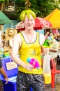 An unidentified reveller joins Songkran Day.