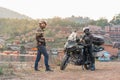 Unidentified rider with motorcycle Kawasaki versys 650 at Mae Hong Son, Thailand. 18 February 2023