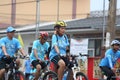 Unidentified riders in action during Bike for Mom event