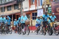 Unidentified riders in action during Bike for Mom event