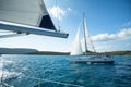 Unidentified sailboats participate in sailing regatta Royalty Free Stock Photo