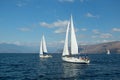 Unidentified sailboats participate in sailing regatta Royalty Free Stock Photo