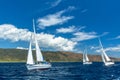 Unidentified sailboats participate in sailing regatta Royalty Free Stock Photo