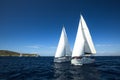 Unidentified sailboats participate in sailing regatta Royalty Free Stock Photo