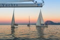 Unidentified sailboats participate in sailing regatta Royalty Free Stock Photo
