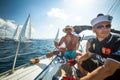 Unidentified sailors participate in sailing regatta