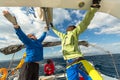 Unidentified sailors participate in sailing regatta