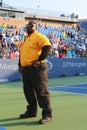 Unidentified security guard providing security at Billie Jean King National Tennis Center during US Open 2014