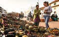 Unidentified seller souvenirs at Durbar Square in Kathmandu, Nepal.