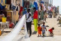 Unidentified Senegalese man holds a fishing net at the local ma Royalty Free Stock Photo