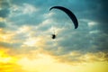 Unidentified skydiver, parachutist on blue sky Royalty Free Stock Photo