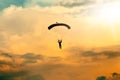 Unidentified skydiver, parachutist on sky Royalty Free Stock Photo