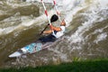 Unidentified sportsman struggling with the flow. in La Seu d`Urgell, Catalonia. Parc Olimpic del Segre Royalty Free Stock Photo