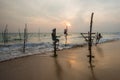 Stilt Fishermen Sri Lanka Traditional Fishing