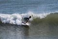 Unidentified surfer on the pacific coast in panama
