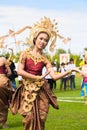 Unidentified thai dancers dancing. Elephant polo games during the 2013 King's Cup Elephant Polo match on August 28, 2013 at Suri Royalty Free Stock Photo