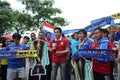 Unidentified Thai football fans in action