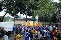 Unidentified Thai football fans in action