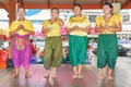 Unidentified thai people show traditional korat music in Thao Suranaree monument