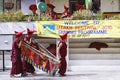 Unidentified tibetan buddhist monks play music for opening ceremony of the Hemis Festival