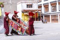 Unidentified tibetan buddhist monks play music for opening ceremony of the Hemis Festival