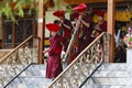 Unidentified tibetan buddhist monks play music for opening ceremony of the Hemis Festival