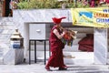 Unidentified tibetan buddhist monks play music for opening ceremony of the Hemis Festival