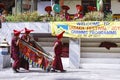 Unidentified tibetan buddhist monks play music for opening ceremony of the Hemis Festival