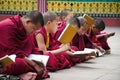 An Unidentified Tibetan lama prays mantra at Ramtek Monastery