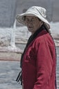 Unidentified tibetan pilgrim in the Pelkor Chode monastery in Gyantse, Gyantse Country, Shigatse, Tibet