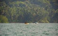 Unidentified tourist enjoying a Banana ride at Tarkarli beach. The beach is famous for various water sports activities Royalty Free Stock Photo