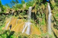 Unidentified tourist witness the spectacular view of Dai Yem Pink Blouse waterfall Son La, Vietnam