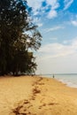 Unidentified tourists and the beautiful seascape view of Naiyang beach while the airplane landing at Phuket international airport, Royalty Free Stock Photo