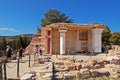 Unidentified tourists near South Propylaeon at the Knossos palace on the Crete island in Greece