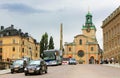 Unidentified tourists near Storkyrkan, Stockholm, Sweden