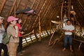 Unidentified tourists on a tour in the amazon