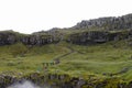 Unidentified tourists walking back from visiting Dettifoss, Iceland.