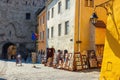 Unidentified tourists walking in historic town Sighisoara. City in which was born Vlad Tepes, Royalty Free Stock Photo