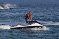 Unidentified Turkish man glides over the waves of the Mediterranean Sea on Jet Ski